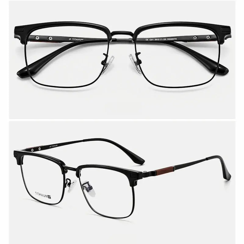 Men's Square Full Rim Titanium Prescription Glasses Y8079 — view 10 | Rx Spectacle