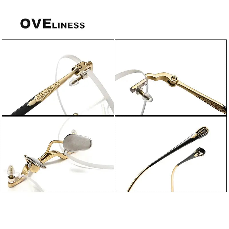 Unisex Round Rimless Titanium Prescription Glasses 80955 — view 4 | Rx Spectacle