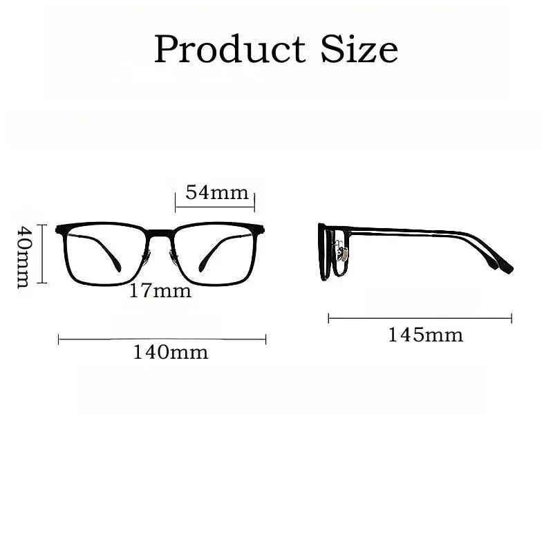 Men's Square Full Rim Titanium Clip-On Prescription Glasses 25088 — view 2 | Rx Spectacle