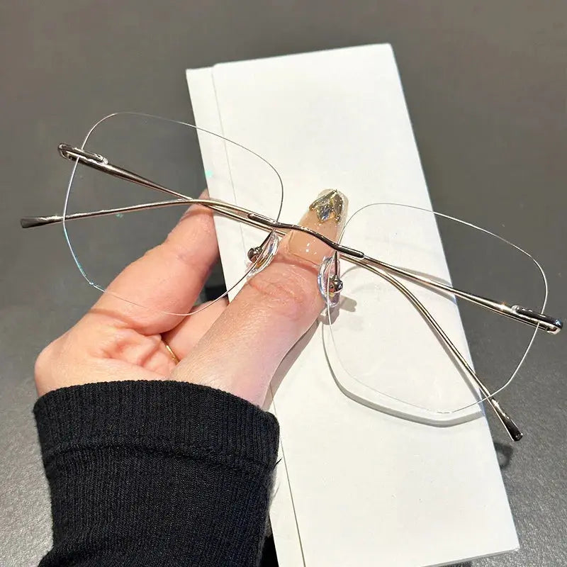 Women's Square Rimless Titanium Prescription Glasses 48925 — view 4 | Rx Spectacle