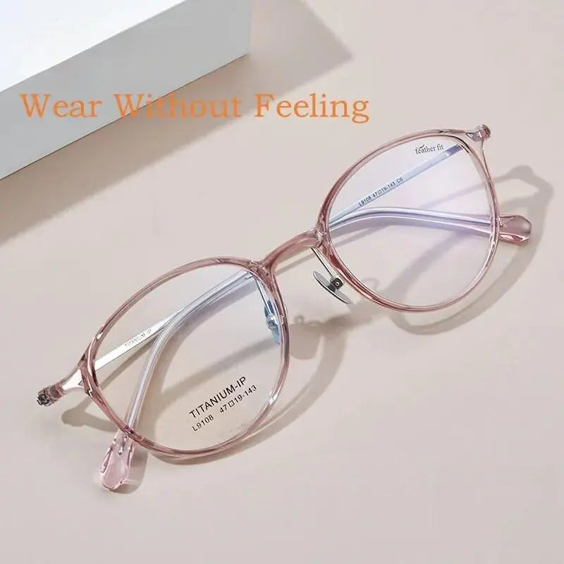 Unisex Round Full Rim Titanium Prescription Glasses L9108y — view 4 | Rx Spectacle