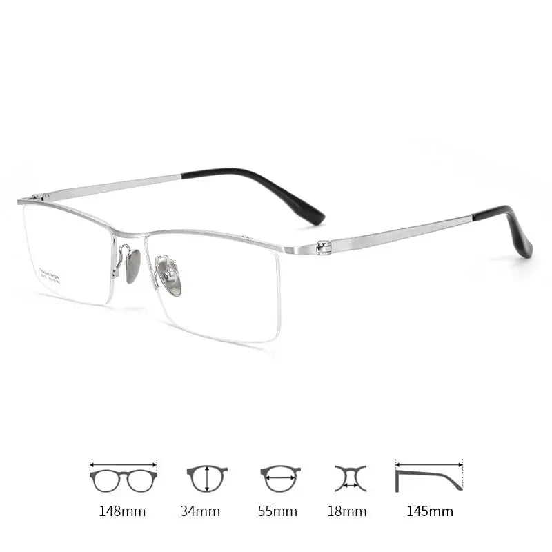 Men's Browline Semi-Rimless Titanium Prescription Glasses 200135 — view 6 | Rx Spectacle