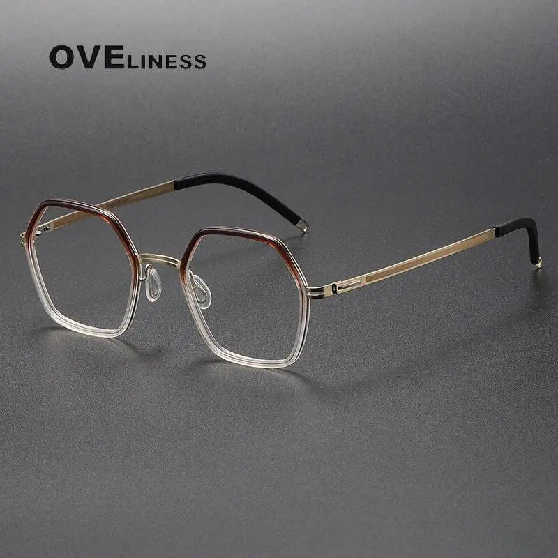 Unisex Polygon Full Rim Titanium Prescription Glasses 8202322 — view 4 | Rx Spectacle