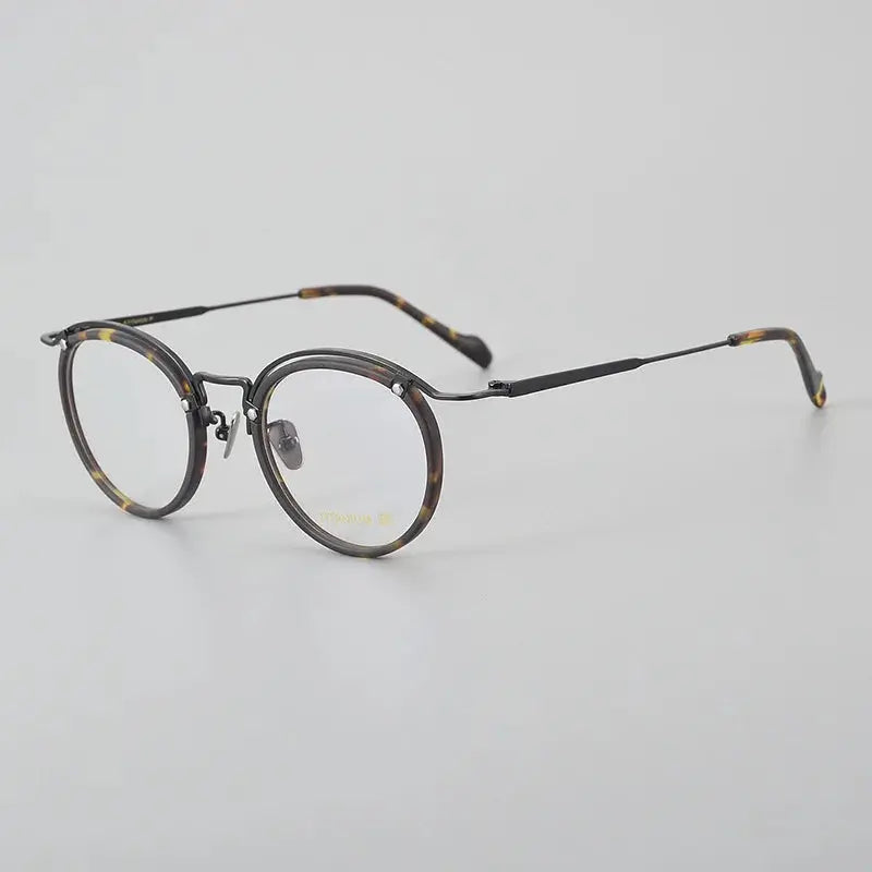 Unisex Round Full Rim Titanium Prescription Glasses 77036 — view 6 | Rx Spectacle