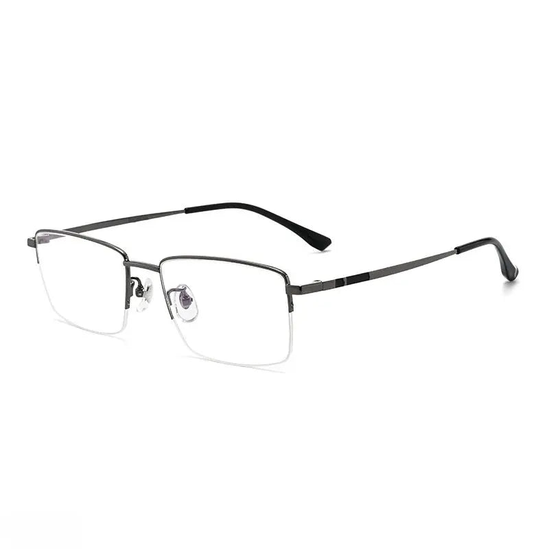 Men's Square Semi-Rimless Titanium Prescription Glasses Y18005 — view 8 | Rx Spectacle