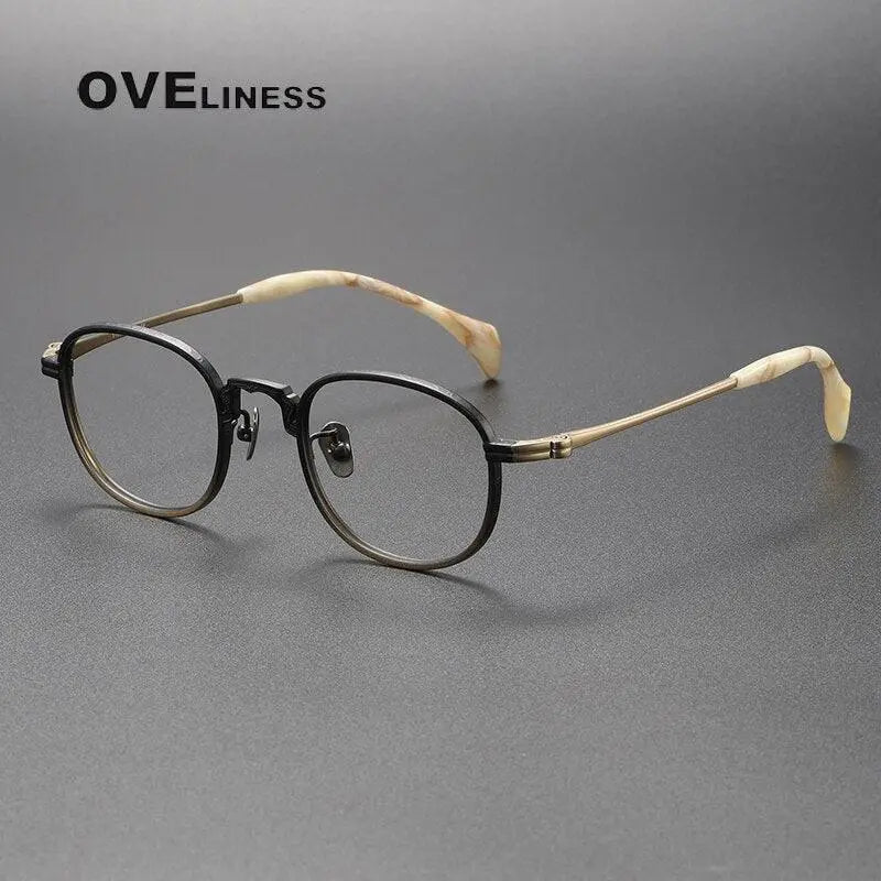 Unisex Square Full Rim Titanium Prescription Glasses 80866 — view 7 | Rx Spectacle