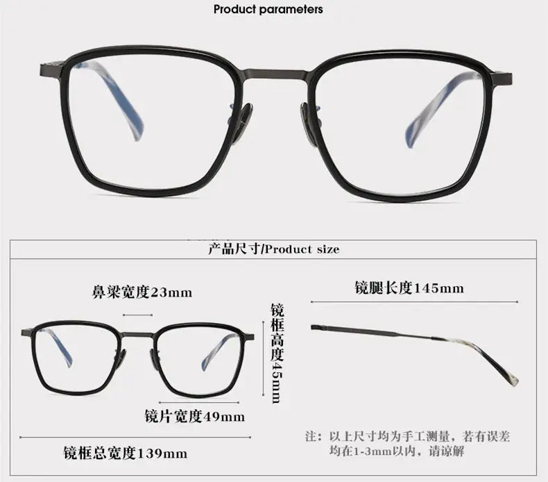 Unisex Square Full Rim Titanium Prescription Glasses 41810 — view 2 | Rx Spectacle