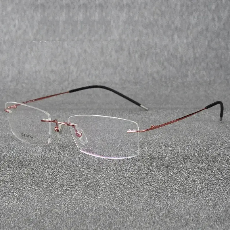 Women's Square Rimless Titanium Prescription Glasses 96210 — view 8 | Rx Spectacle