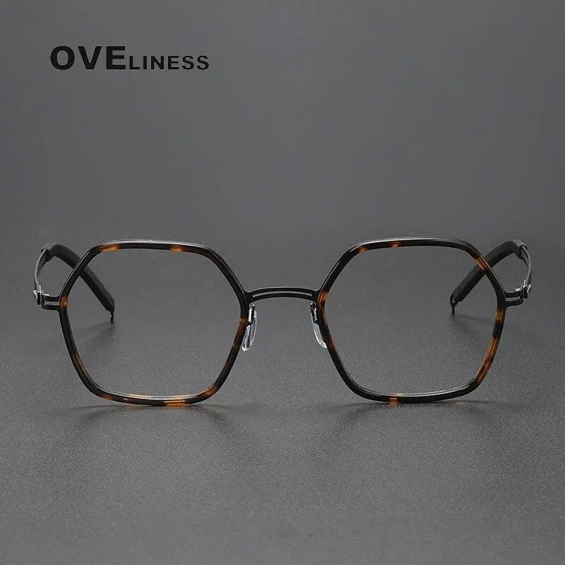Unisex Polygon Full Rim Titanium Prescription Glasses 8202322 — view 8 | Rx Spectacle