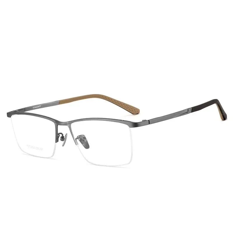 Unisex Browline Semi-Rimless Titanium Prescription Glasses 78103 — view 3 | Rx Spectacle