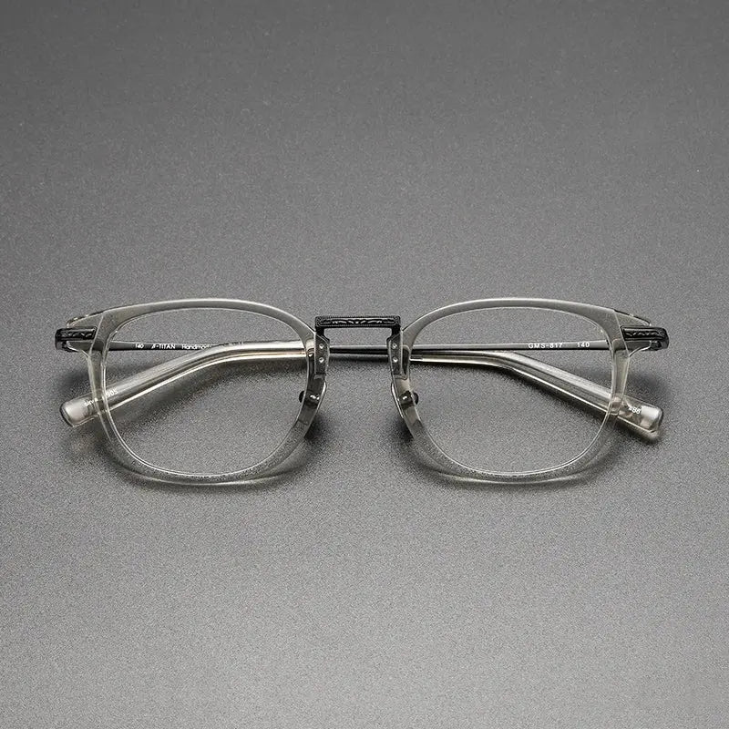 Unisex Square Full Rim Titanium Prescription Glasses G817 — view 9 | Rx Spectacle
