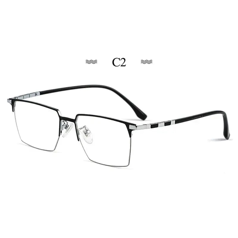 Men's Square Full Rim Titanium Prescription Glasses 86327 — view 5 | Rx Spectacle