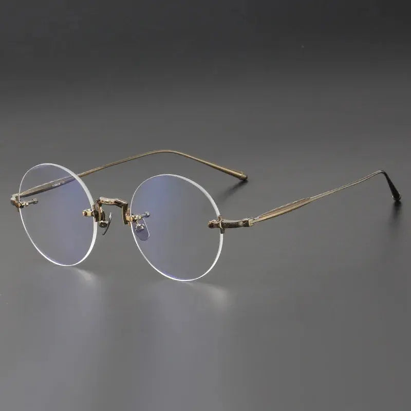 Unisex Round Rimless Titanium Prescription Glasses 10122 — view 9 | Rx Spectacle