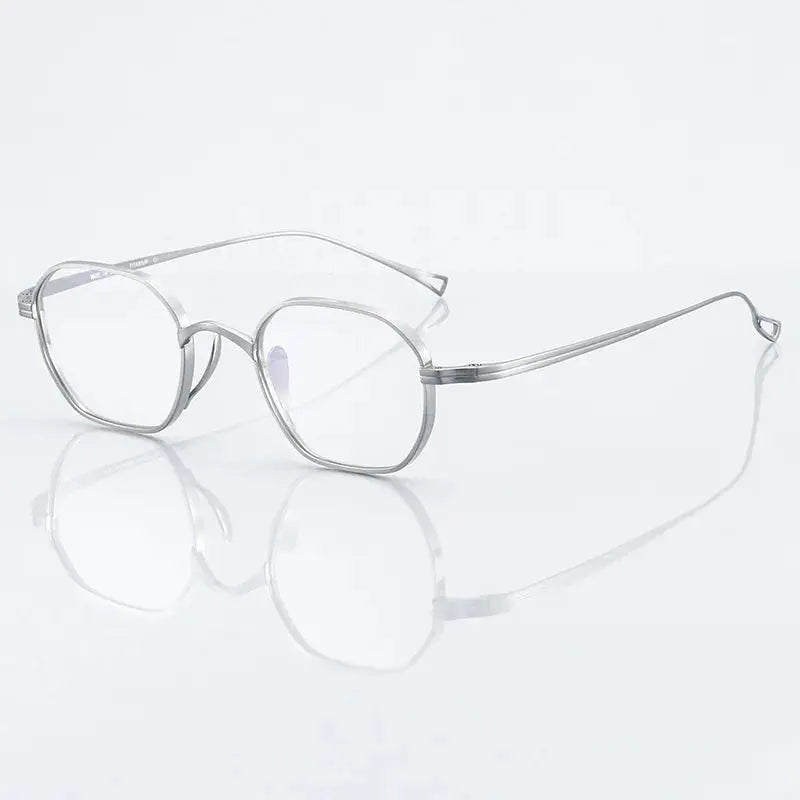 Unisex Polygon Full Rim Titanium Flat Top Prescription Glasses 389917 — view 7 | Rx Spectacle