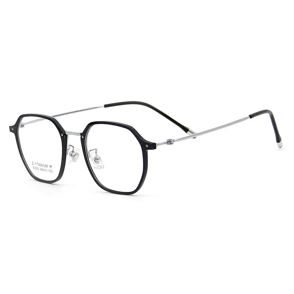 Women's Polygon Full Rim Titanium Flat Top Prescription Glasses 82002 — view 4 | Rx Spectacle