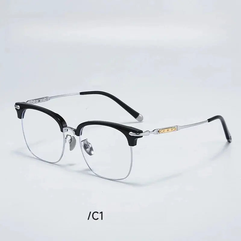 Unisex Square Full Rim Titanium Prescription Glasses 122214 — view 7 | Rx Spectacle