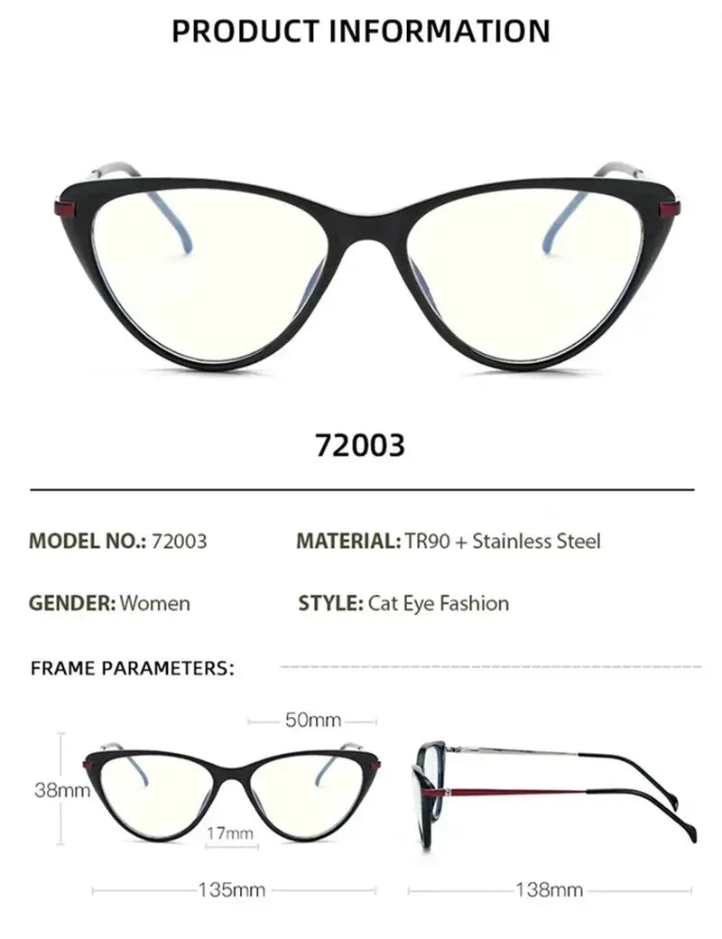 Women's Cat Eye Full Rim Titanium Prescription Glasses 72003 — view 2 | Rx Spectacle