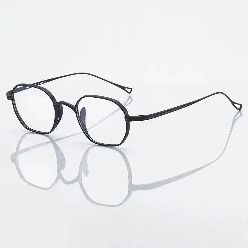 Unisex Polygon Full Rim Titanium Flat Top Prescription Glasses 389917 — view 5 | Rx Spectacle