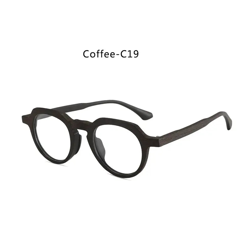 Unisex Round Full Rim Wood Flat Top Prescription Glasses 2310 — view 10 | Rx Spectacle