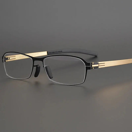 Unisex Square Semi-Rimless Stainless Steel Prescription Glasses 49006 — view 1 | Rx Spectacle