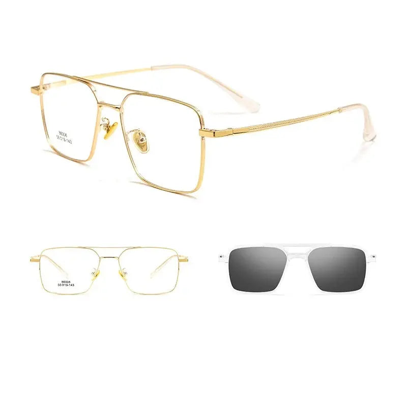 Men's Square Full Rim Double Bridge Clip-On Prescription Glasses — view 3 | Rx Spectacle