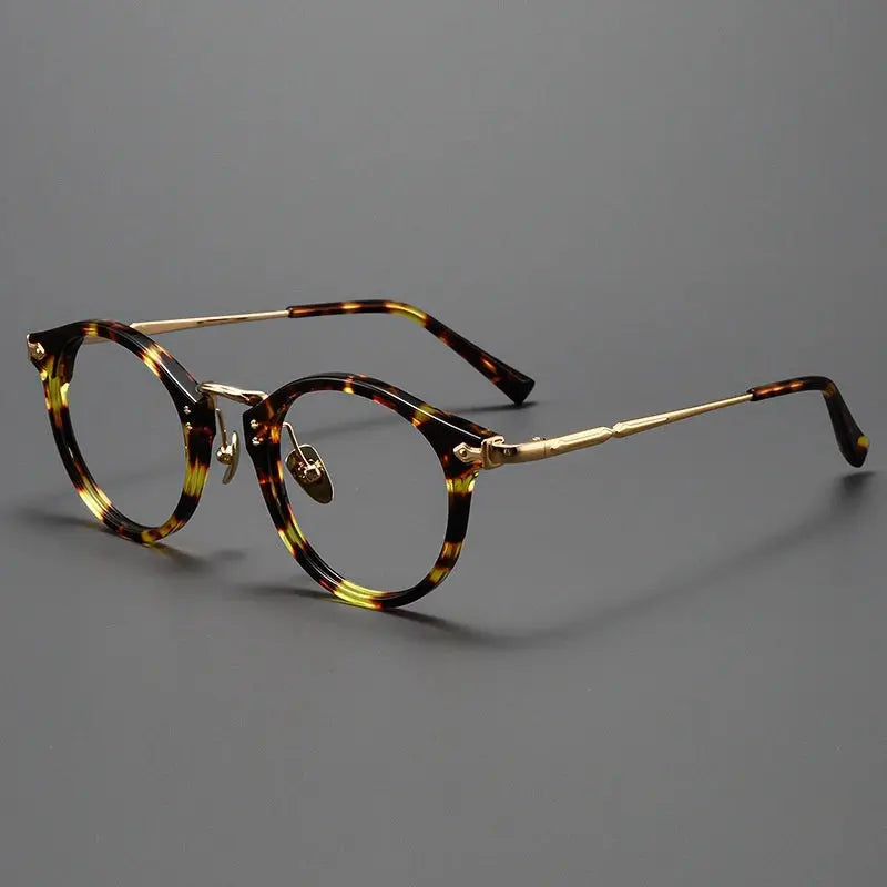 Unisex Round Full Rim Titanium Prescription Glasses Y2055 — view 8 | Rx Spectacle