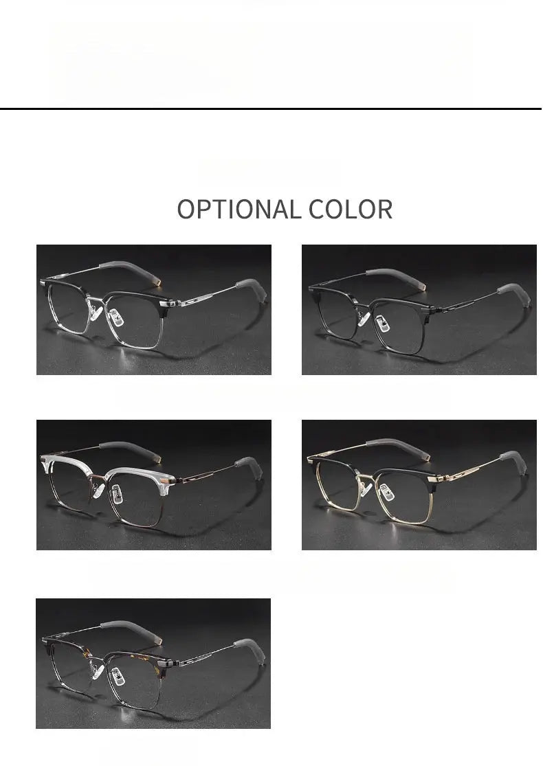 Men's Square Full Rim Titanium Prescription Glasses Y107 — view 11 | Rx Spectacle