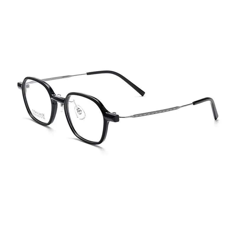 Unisex Polygon Full Rim Titanium Prescription Glasses Y16105 — view 9 | Rx Spectacle