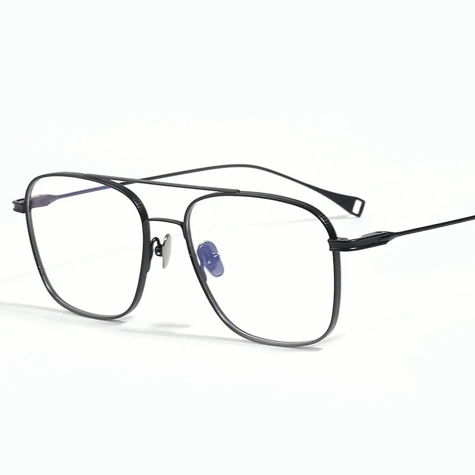 Unisex Square Full Rim Titanium Double Bridge Prescription Glasses 49015 — view 1 | Rx Spectacle
