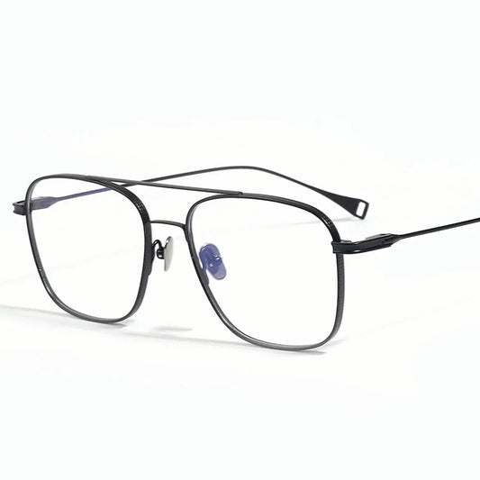 Unisex Square Full Rim Titanium Double Bridge Prescription Glasses 49015 — view 1 | Rx Spectacle