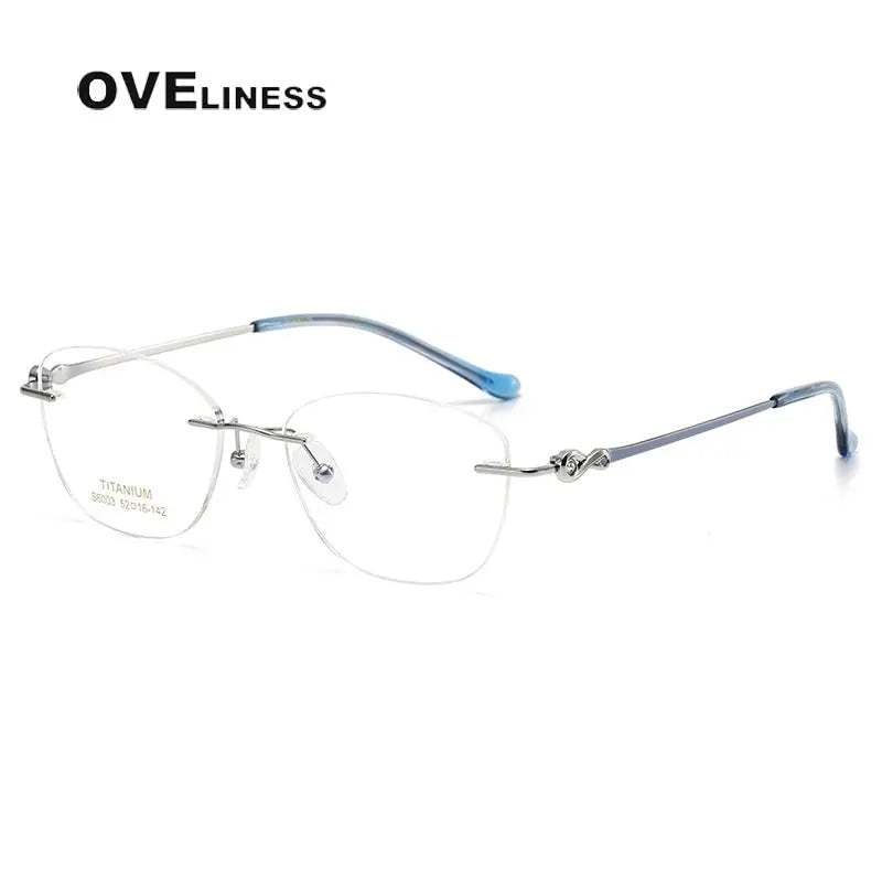 Women's Cat Eye Rimless Titanium Prescription Glasses 196003 — view 2 | Rx Spectacle