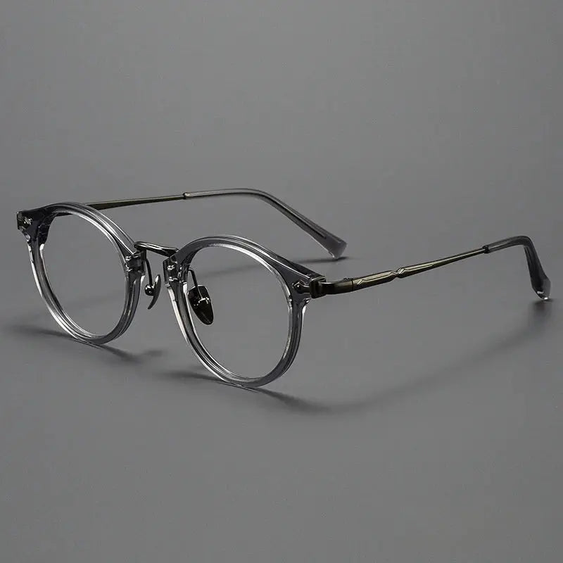 Unisex Round Full Rim Titanium Prescription Glasses Y2055 — view 7 | Rx Spectacle