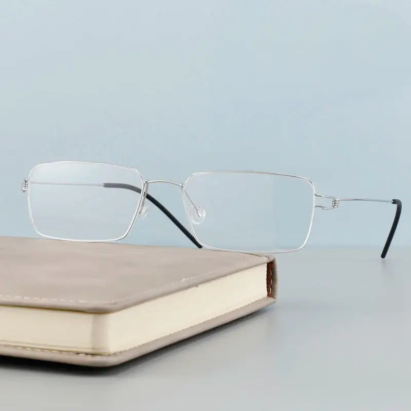 Women's Square Full Rim Titanium Screwless Prescription Glasses 634137 — view 4 | Rx Spectacle