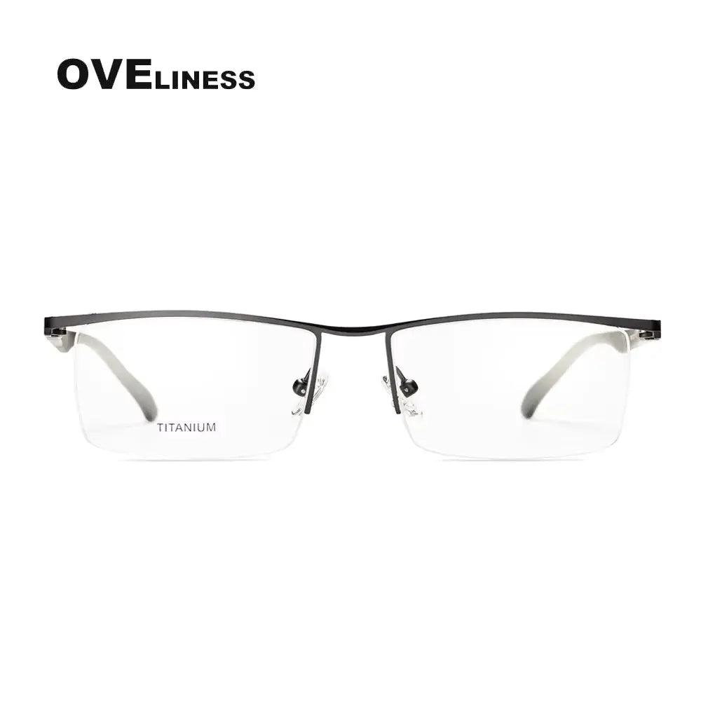 Men's Browline Semi-Rimless Alloy Prescription Glasses 328831 — view 4 | Rx Spectacle