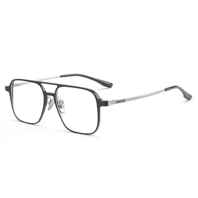 Unisex Square Full Rim Titanium Clip-On Prescription Glasses 9908 — view 5 | Rx Spectacle