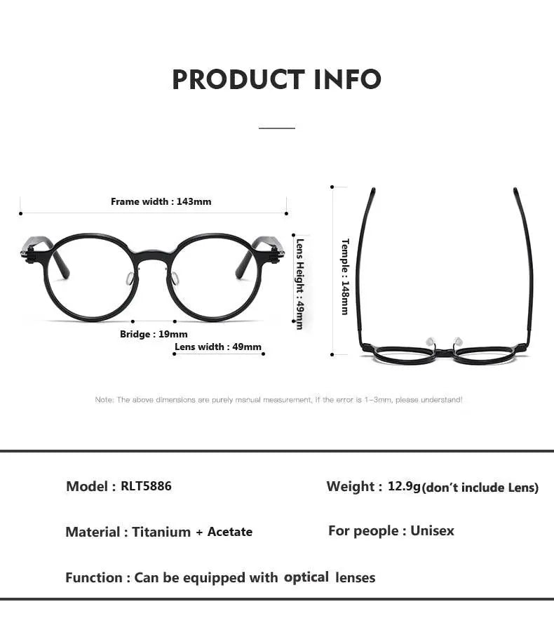 Unisex Round Full Rim Titanium Prescription Glasses 5886 — view 11 | Rx Spectacle