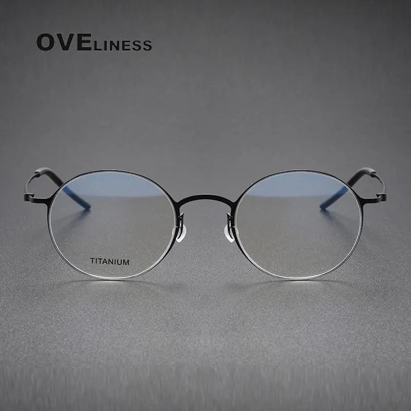 Unisex Round Full Rim Titanium Prescription Glasses 5044 — view 7 | Rx Spectacle