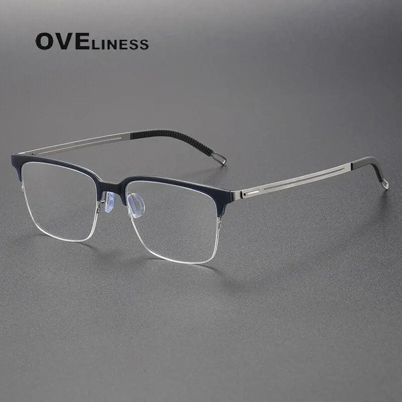 Unisex Square Full Rim Titanium Screwless Prescription Glasses 8202312 — view 4 | Rx Spectacle
