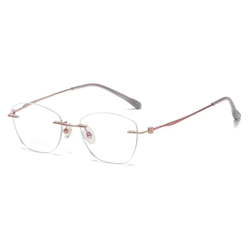 Women's Cat Eye Rimless Titanium Prescription Glasses 60204 — view 4 | Rx Spectacle