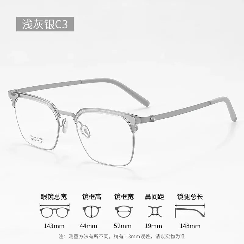 Unisex Browline Full Rim Titanium Prescription Glasses 2606 — view 8 | Rx Spectacle
