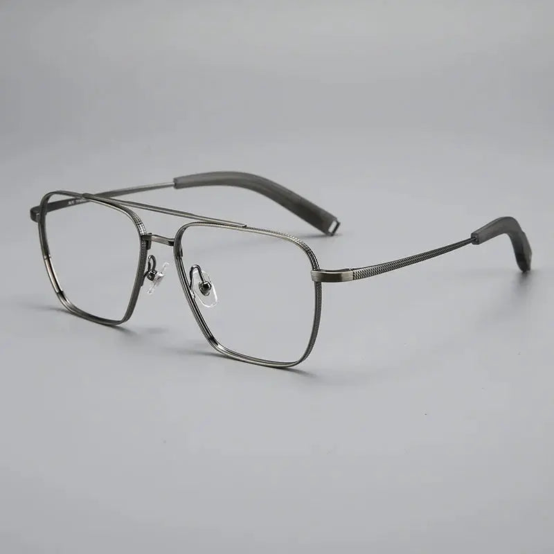 Men's Square Full Rim Titanium Double Bridge Prescription Glasses 365004 — view 4 | Rx Spectacle