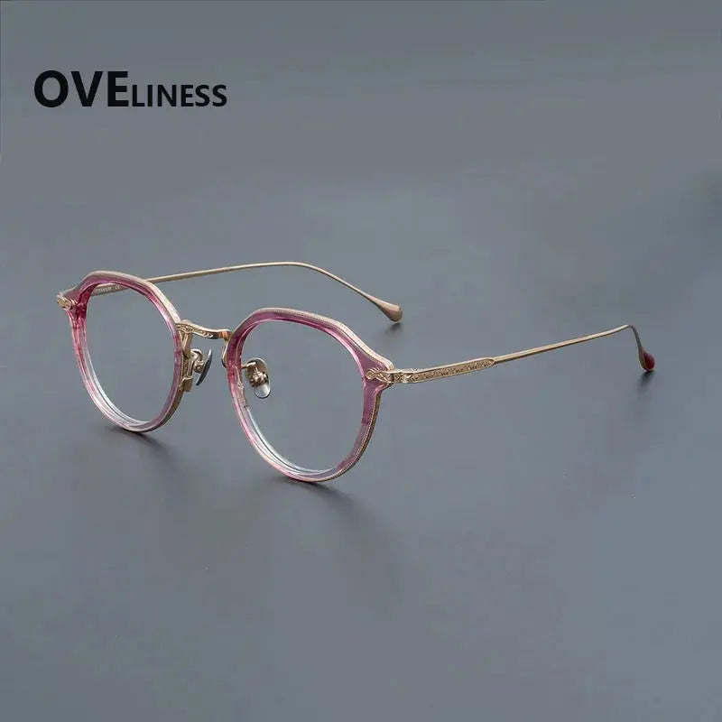 Unisex Oval Full Rim Titanium Flat Top Prescription Glasses 92209 — view 6 | Rx Spectacle