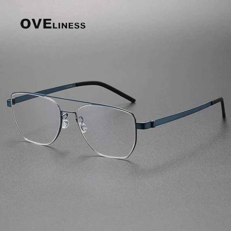 Unisex Square Full Rim Titanium Double Bridge Prescription Glasses 9622 — view 5 | Rx Spectacle