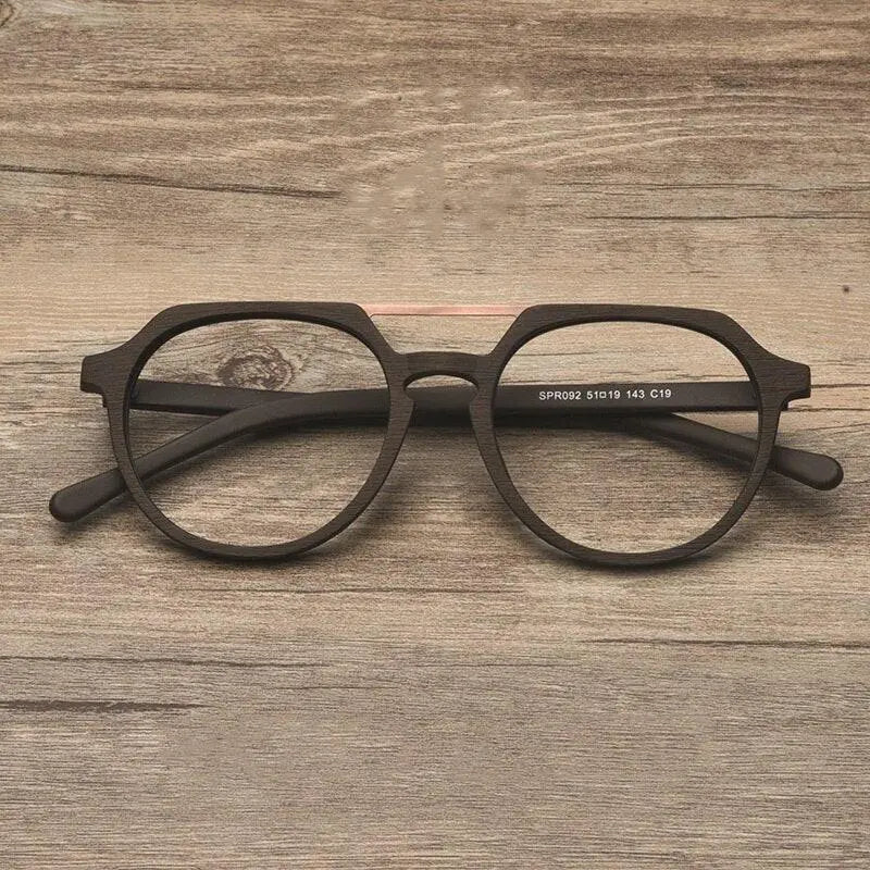 Men's Oval Full Rim Double Bridge Prescription Glasses Spr092 — view 9 | Rx Spectacle
