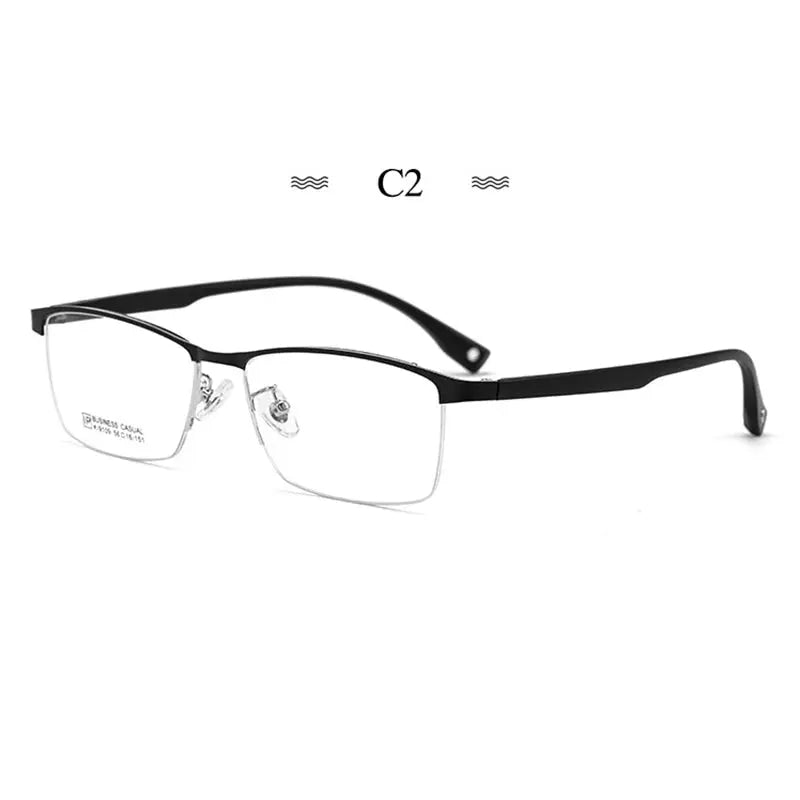 Men's Rectangular Semi-Rimless Alloy Prescription Glasses 910900 — view 3 | Rx Spectacle