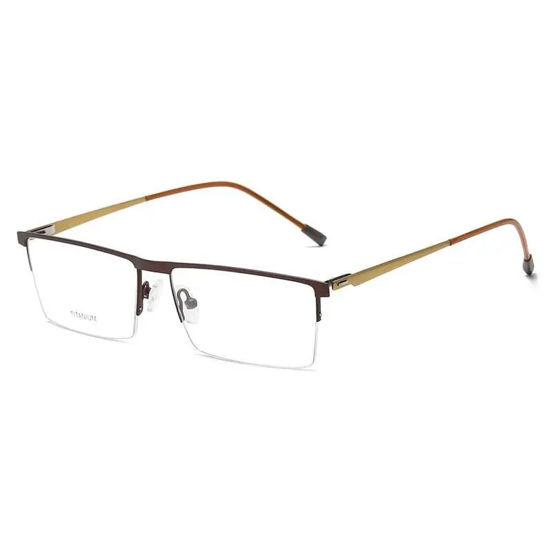 Men's Square Semi-Rimless Titanium Prescription Glasses P8826 — view 11 | Rx Spectacle