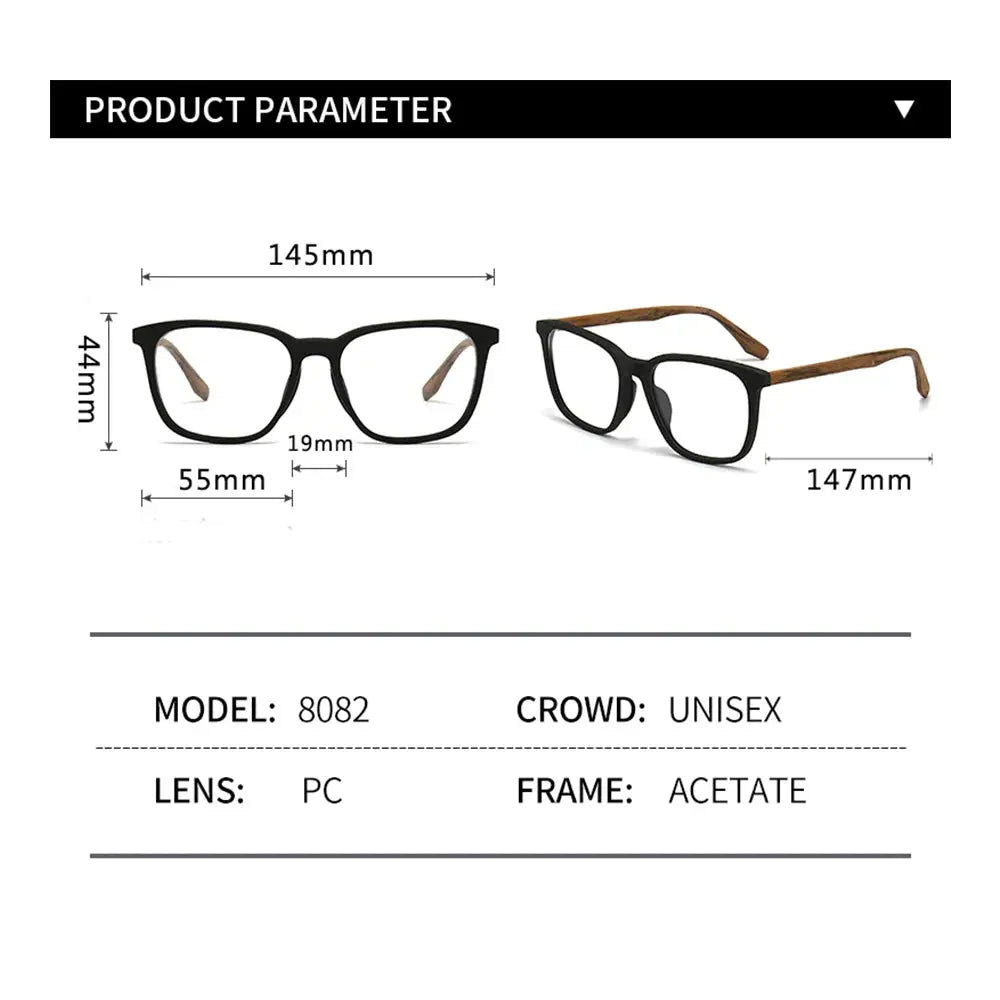 Unisex Square Full Rim Wood Prescription Glasses 48082 — view 2 | Rx Spectacle