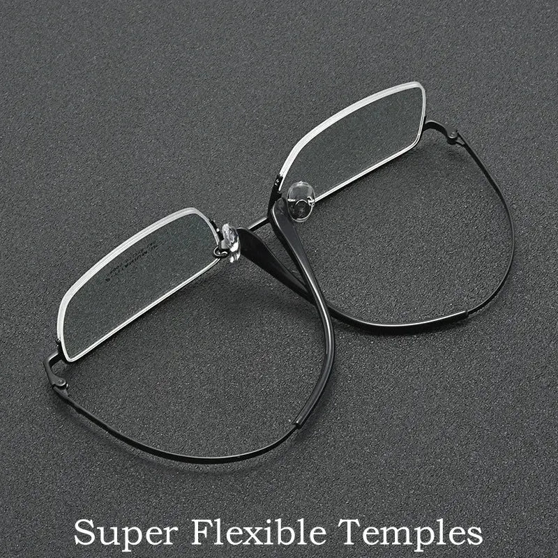 Men's Square Semi-Rimless Titanium Prescription Glasses Y18005 — view 3 | Rx Spectacle