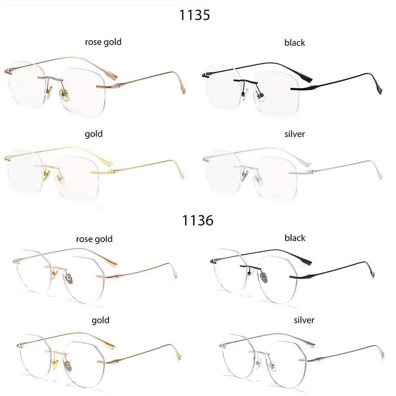 Women's Oval Rimless Titanium Flat Top Prescription Glasses 113636 — view 6 | Rx Spectacle