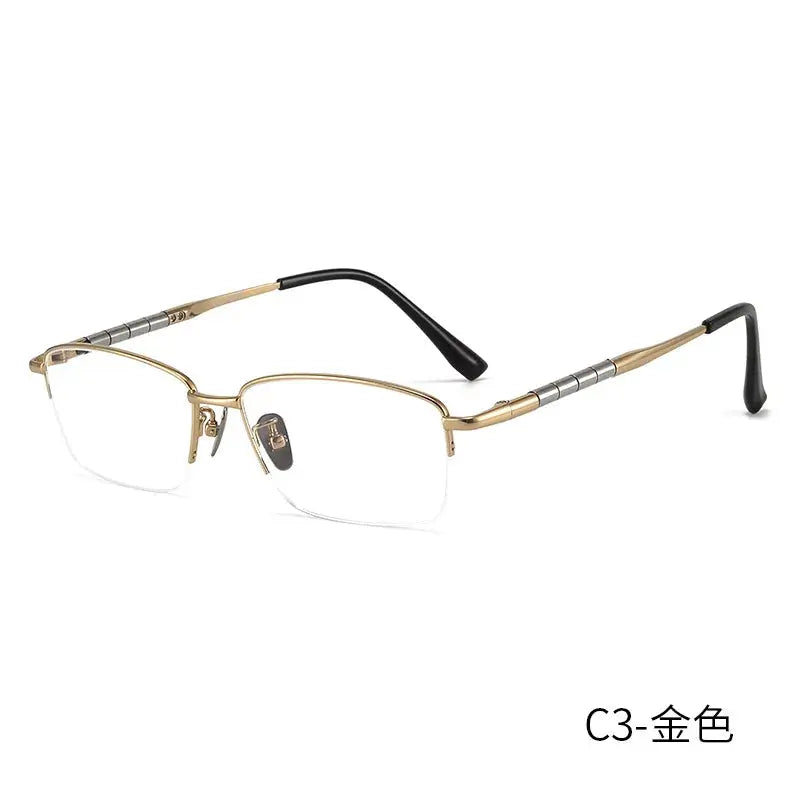 Unisex Square Semi-Rimless Titanium Prescription Glasses 98279 — view 9 | Rx Spectacle
